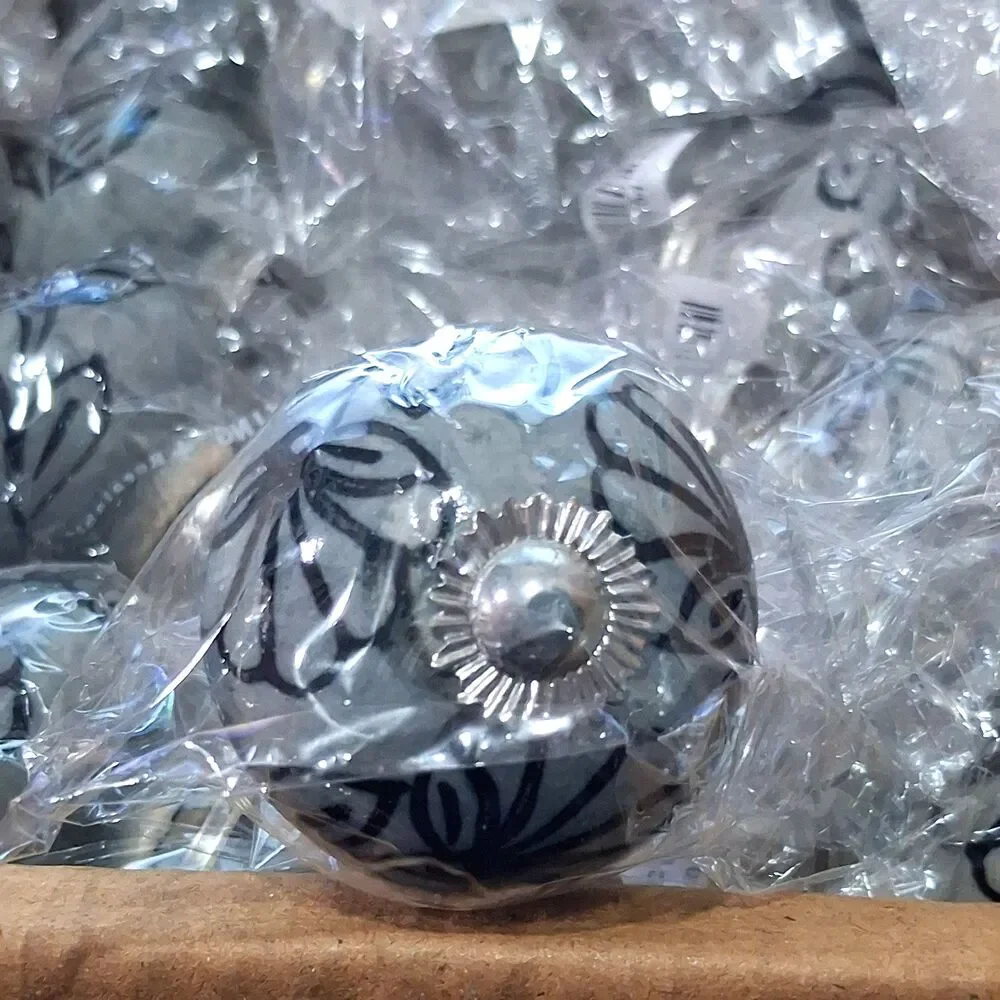 12 NEW Metal Magic LLC Ceramic Drawer Pull Knob Floral‎ Yellow Green Red Cottage